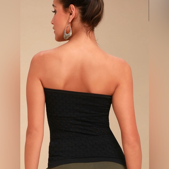 Free People Intimately Honey Black Textured Tube Top - Picture 2 of 10